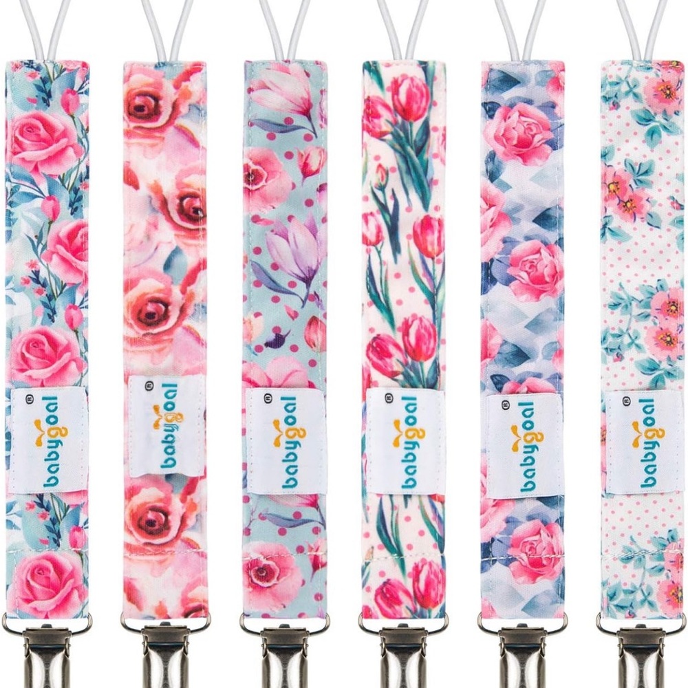 Baby Girl Pacifier Clips Set of 5